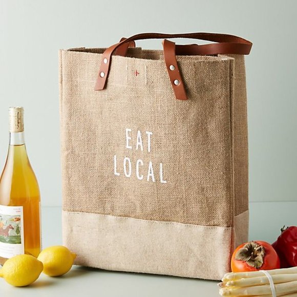 Apolis Handbags - APOLIS Eat Local Jute Market Shopping Tote Bag